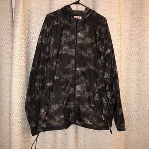 Men’s Black Marble Hooded Windbreaker/Raincoat